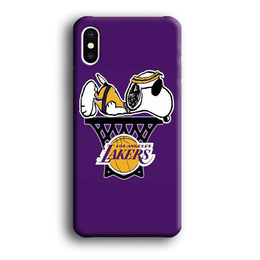 NBA Lakers Snoopy Basketball iPhone Xs Case-Plastic / Full Wrap (3D Case)-Xtracase
