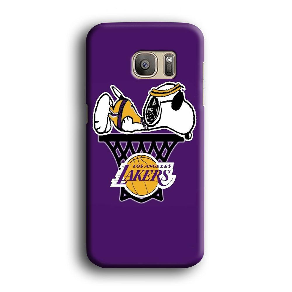 NBA Lakers Snoopy Basketball Samsung Galaxy S7 Edge Case-Plastic / Full Wrap (3D Case)-Xtracase