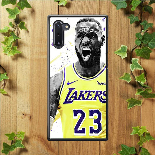 NBA Lebron James Los Angeles Samsung Galaxy Note 10 Case-Rubber / White (2D Case)-Xtracase