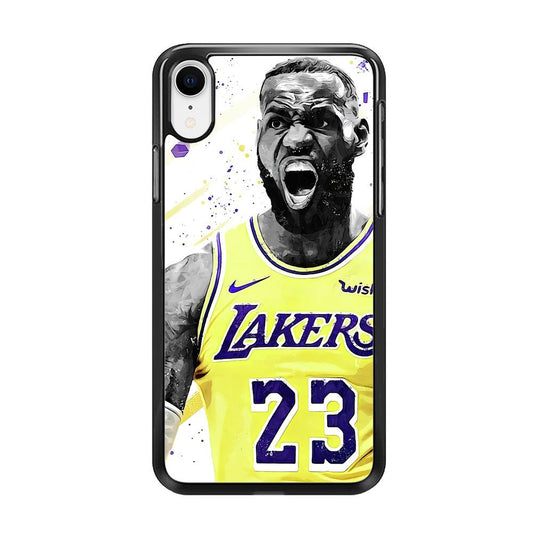 NBA Lebron James Los Angeles iPhone XR Case-Rubber / Black (2D Case)-Xtracase
