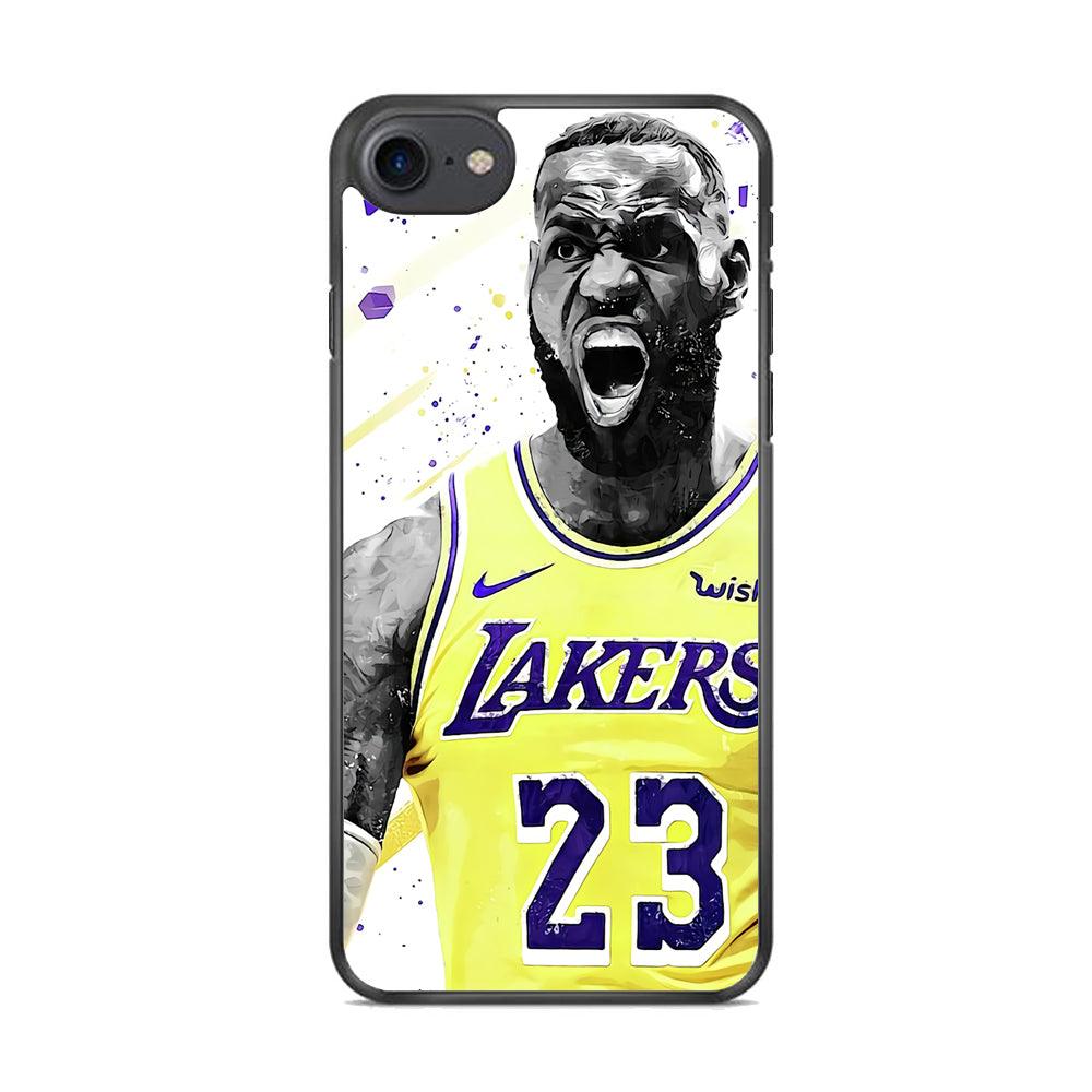 NBA Lebron James Los Angeles iPhone 8 Case-Rubber / Black (2D Case)-Xtracase