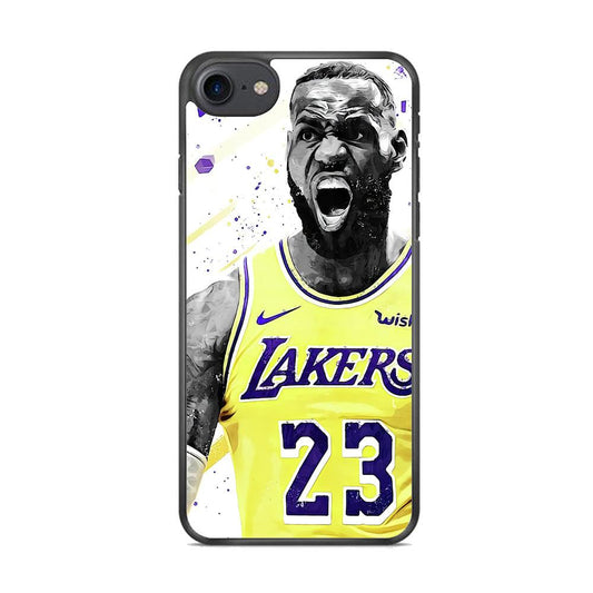NBA Lebron James Los Angeles iPhone 8 Case-Rubber / Black (2D Case)-Xtracase