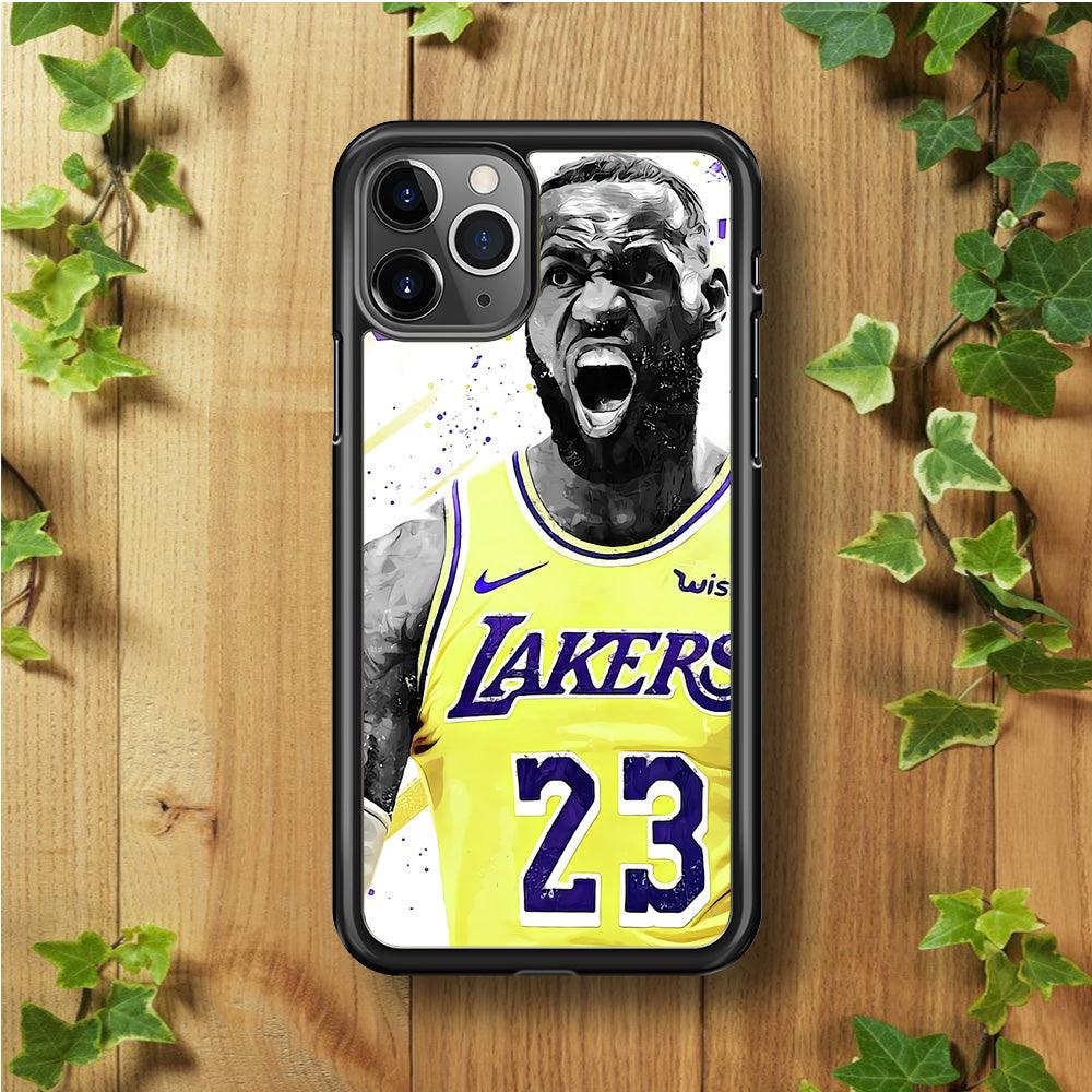 NBA Lebron James Los Angeles iPhone 11 Pro Max Case-Rubber / Black (2D Case)-Xtracase