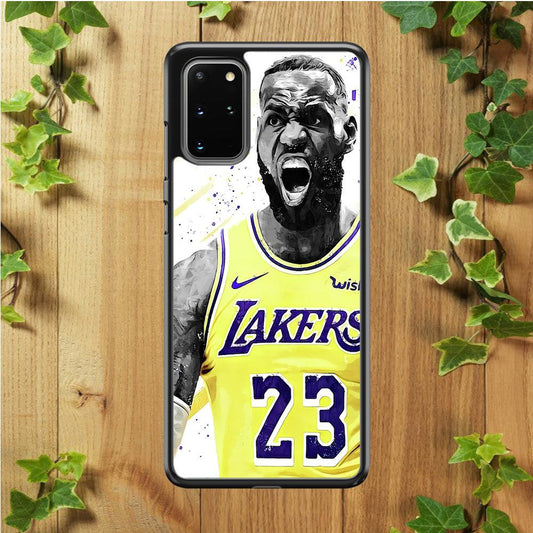 NBA Lebron James Los Angeles Samsung Galaxy S20 Plus Case-Rubber / Black (2D Case)-Xtracase