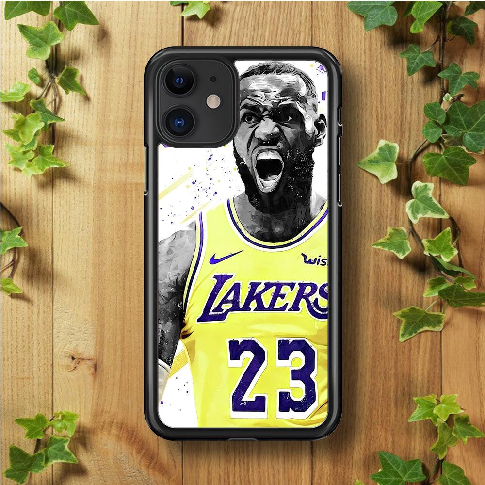 NBA Lebron James Los Angeles iPhone 11 Case-Rubber / Black (2D Case)-Xtracase
