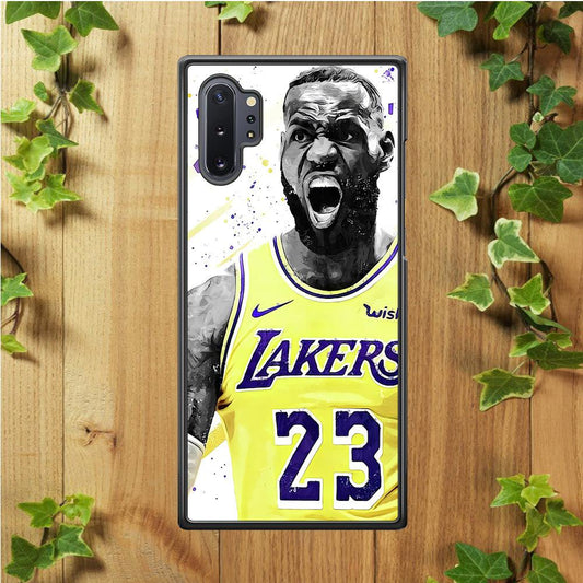 NBA Lebron James Los Angeles Samsung Galaxy Note 10 Plus Case-Rubber / Black (2D Case)-Xtracase