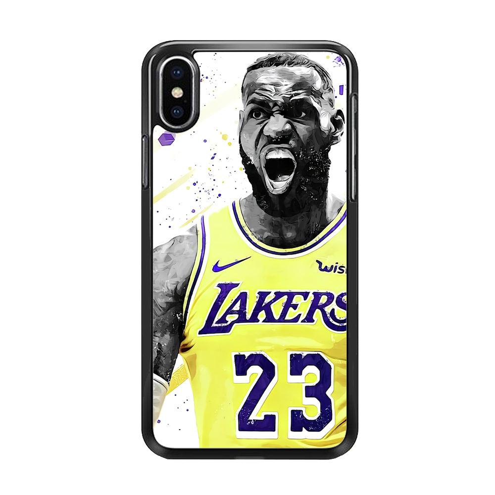 NBA Lebron James Los Angeles iPhone X Case-Rubber / Black (2D Case)-Xtracase