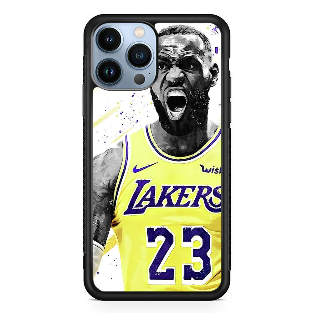 NBA Lebron James Los Angeles iPhone 13 Pro Case-Rubber / Black (2D Case)-Xtracase