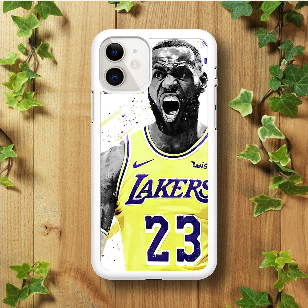 NBA Lebron James Los Angeles iPhone 11 Case-Rubber / White (2D Case)-Xtracase