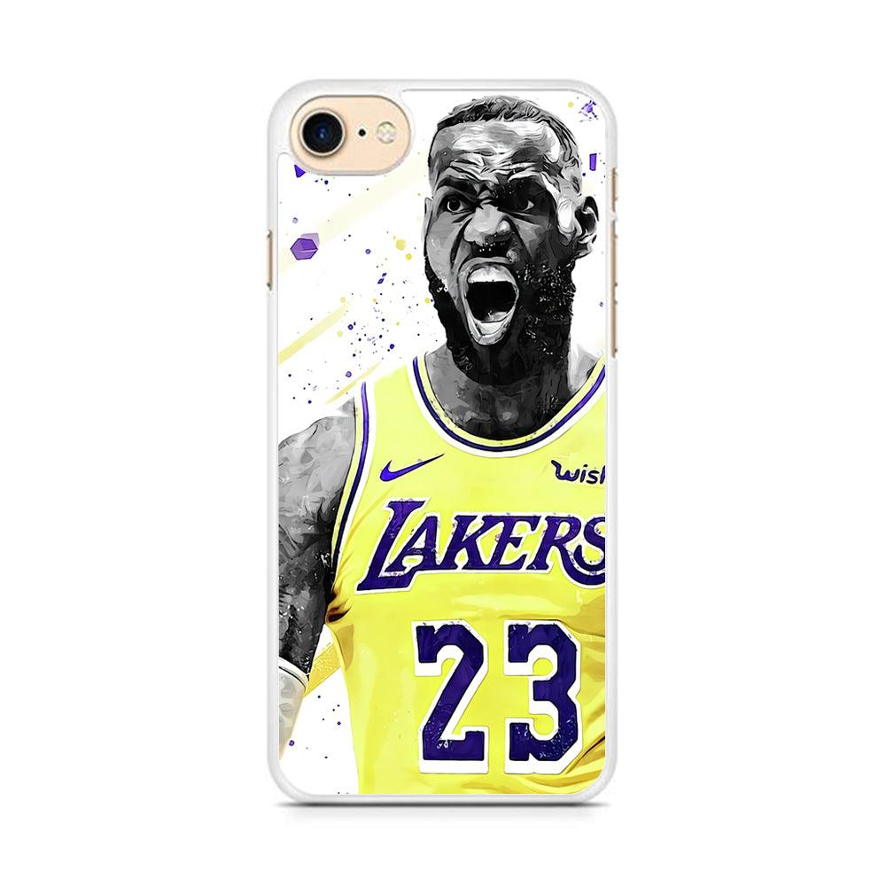 NBA Lebron James Los Angeles iPhone 8 Case-Rubber / White (2D Case)-Xtracase