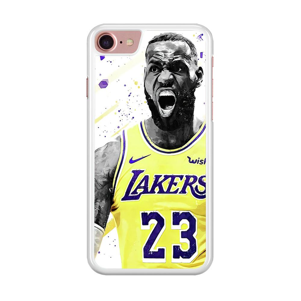 NBA Lebron James Los Angeles iPhone SE 2020 Case-Rubber / White (2D Case)-Xtracase