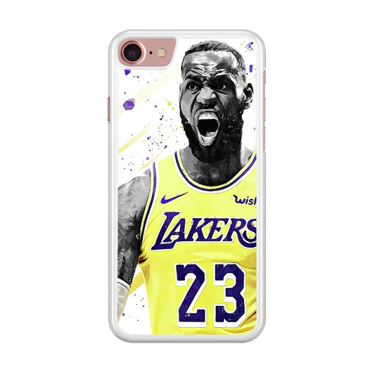 NBA Lebron James Los Angeles iPhone SE 2020 Case-Rubber / White (2D Case)-Xtracase