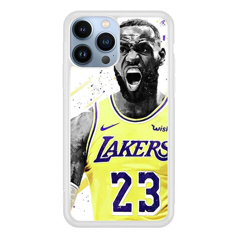 NBA Lebron James Los Angeles iPhone 13 Pro Case-Rubber / White (2D Case)-Xtracase