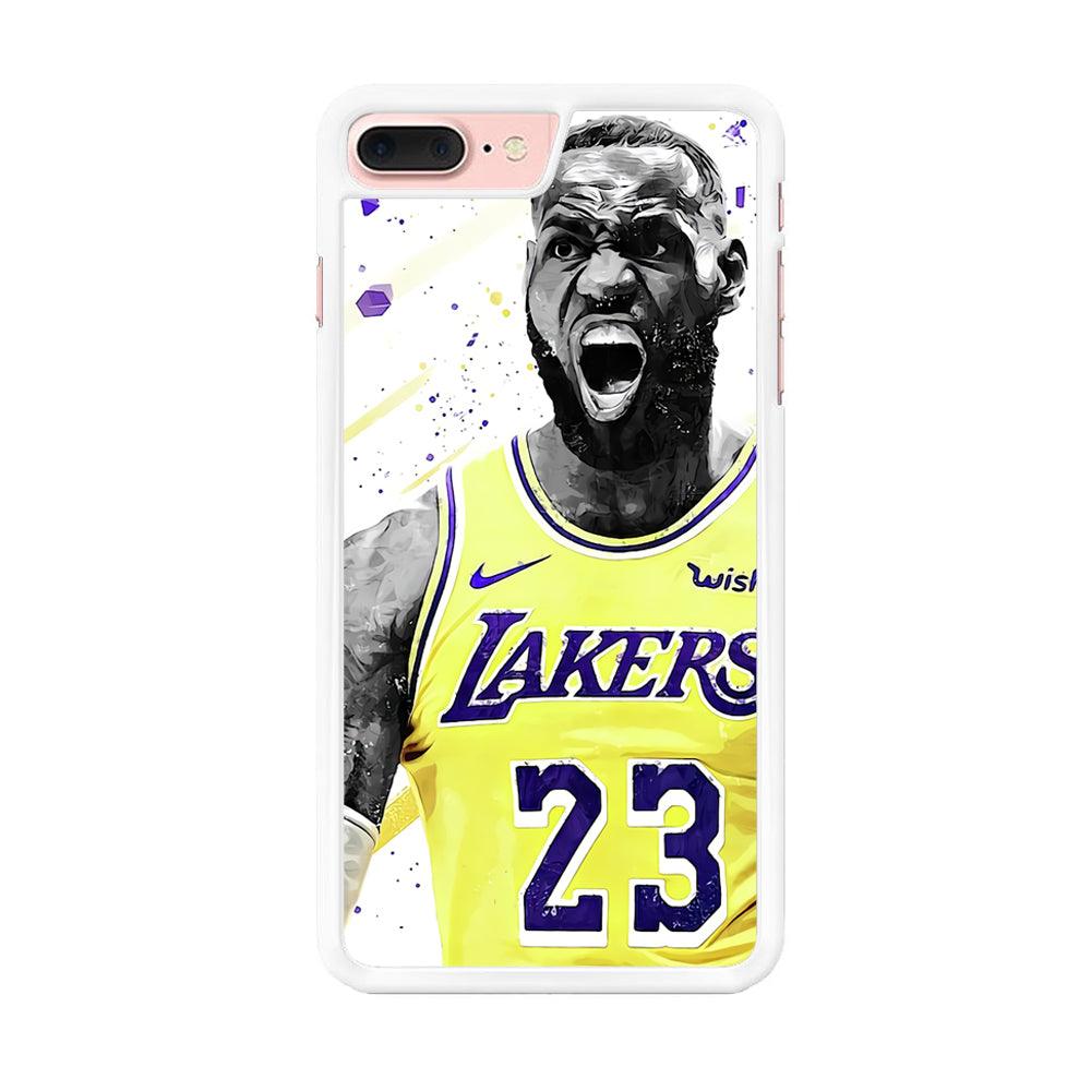 NBA Lebron James Los Angeles iPhone 8 Plus Case-Rubber / White (2D Case)-Xtracase