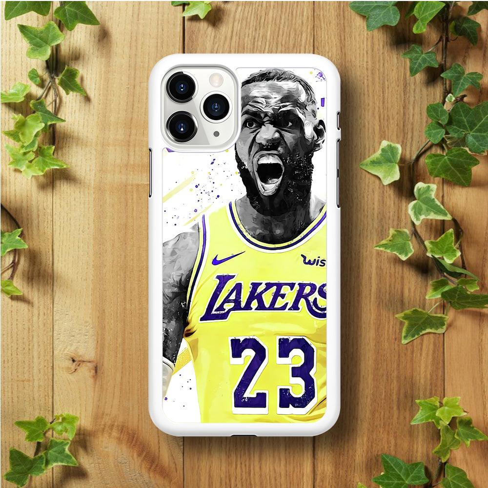 NBA Lebron James Los Angeles iPhone 11 Pro Max Case-Rubber / White (2D Case)-Xtracase