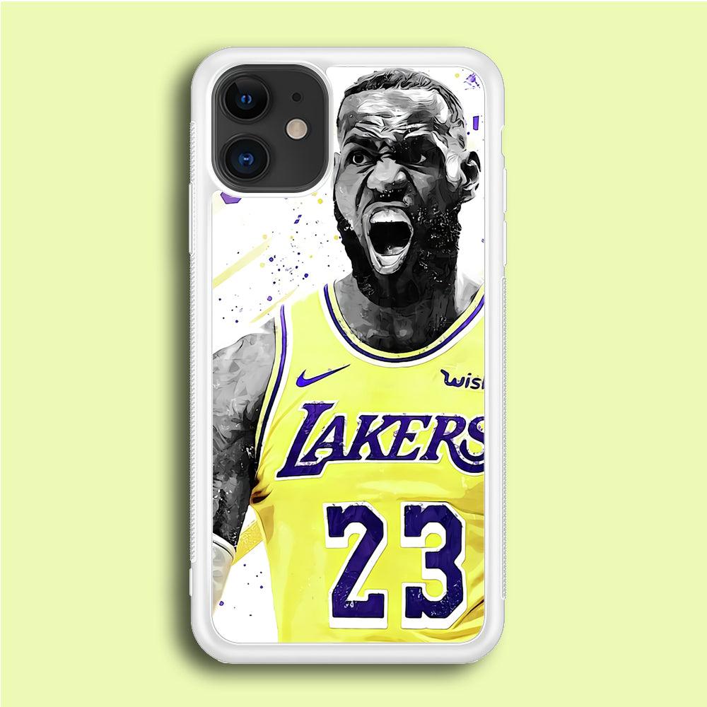 NBA Lebron James Los Angeles iPhone 12 Mini Case-Rubber / White (2D Case)-Xtracase