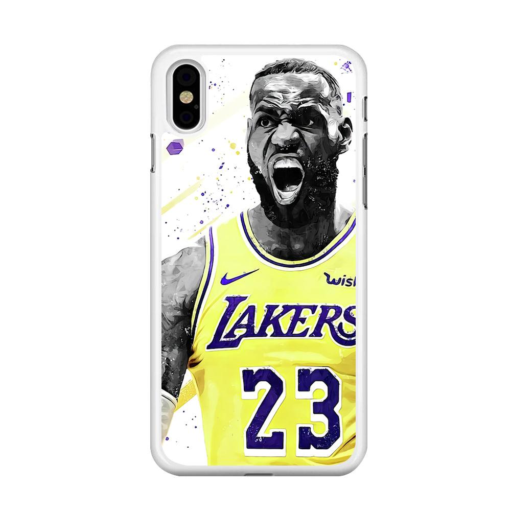NBA Lebron James Los Angeles iPhone X Case-Rubber / White (2D Case)-Xtracase