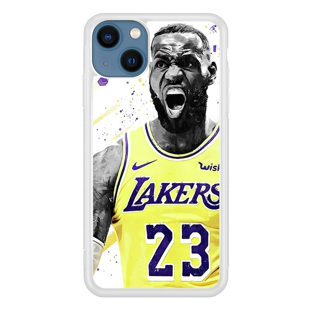NBA Lebron James Los Angeles iPhone 13 Case-Rubber / White (2D Case)-Xtracase