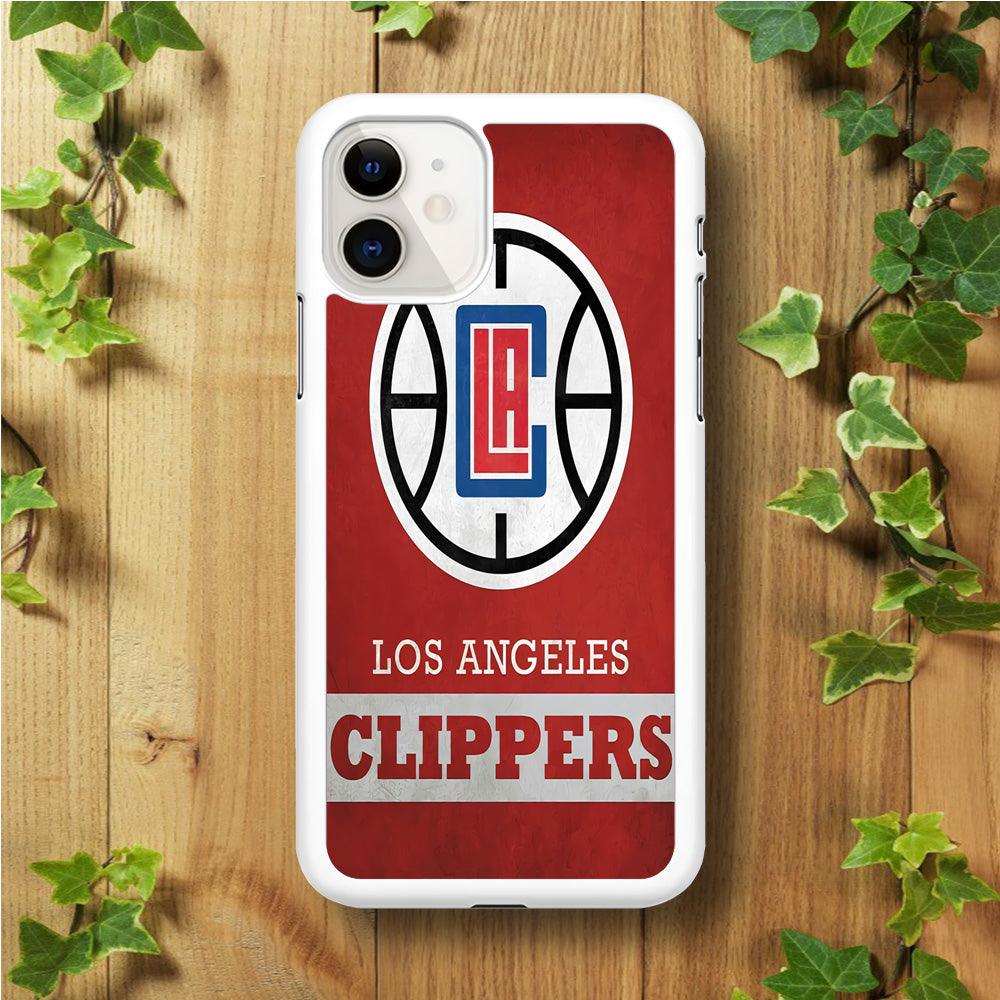 NBA Los Angeles Clippers Basketball 001 iPhone 11 Case-Rubber / White (2D Case)-Xtracase
