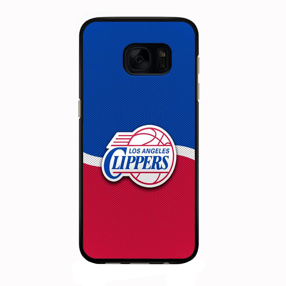 NBA Los Angeles Clippers Basketball 002 Samsung Galaxy S7 Edge Case-Rubber / Black (2D Case)-Xtracase