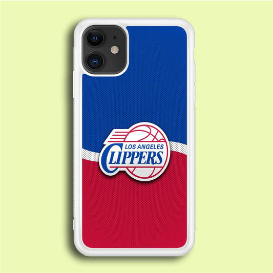 NBA Los Angeles Clippers Basketball 002 iPhone 12 Case-Rubber / White (2D Case)-Xtracase