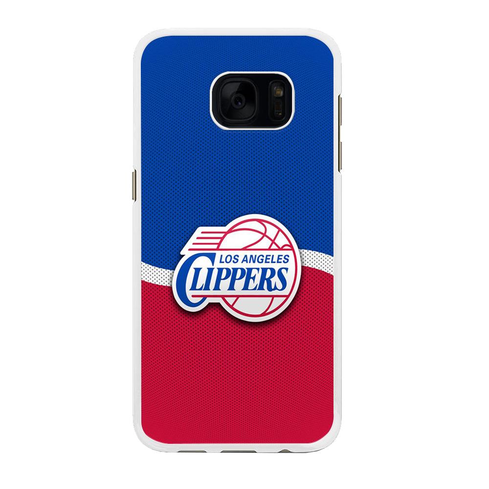 NBA Los Angeles Clippers Basketball 002 Samsung Galaxy S7 Edge Case-Rubber / White (2D Case)-Xtracase