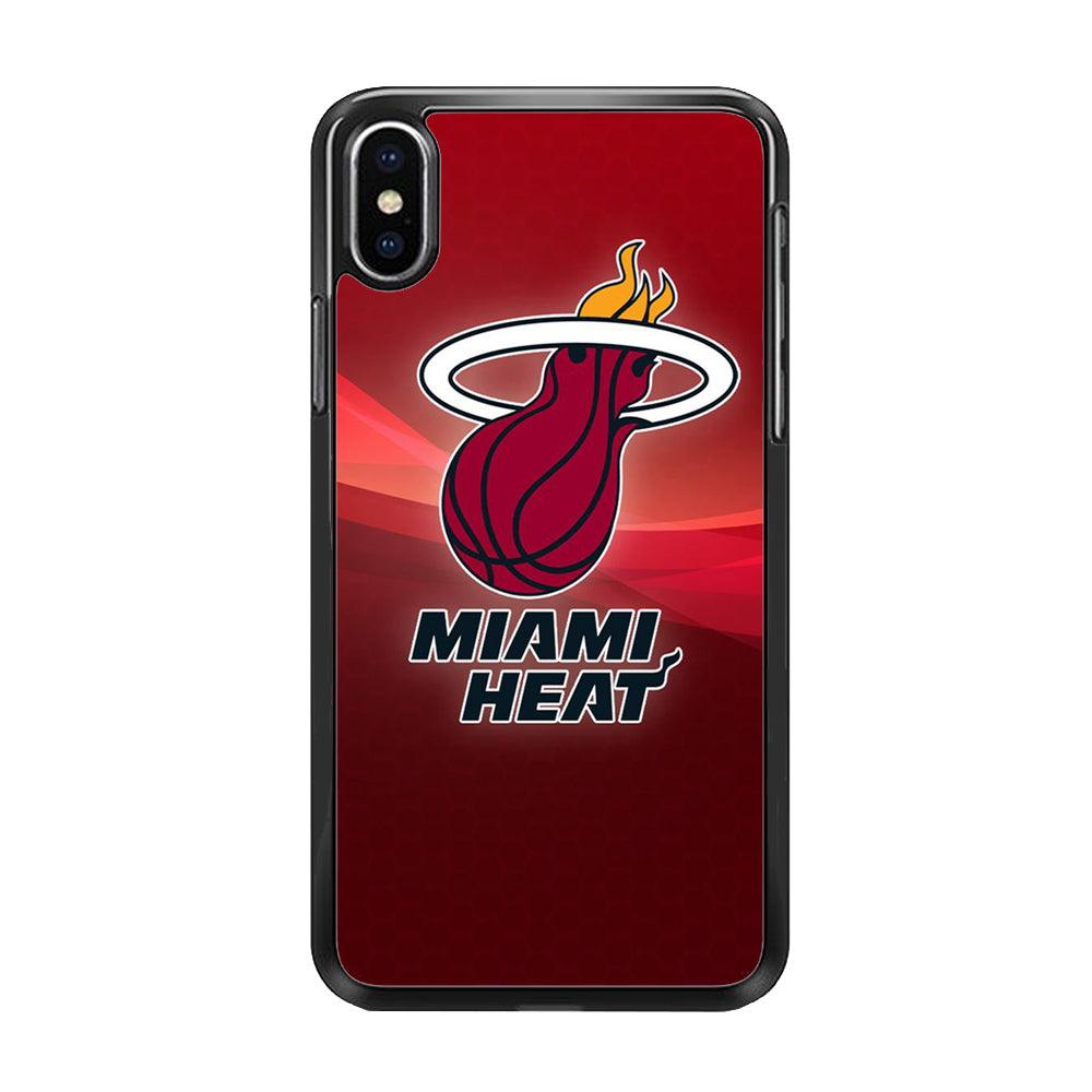 NBA Miami Heat Basketball 001 iPhone Xs Case-Rubber / Black (2D Case)-Xtracase