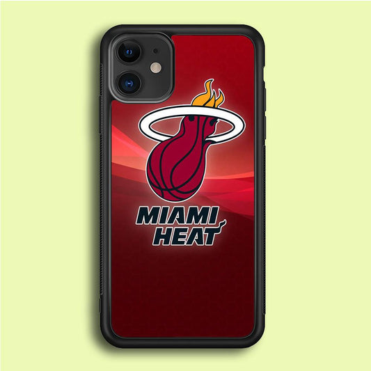 NBA Miami Heat Basketball 001 iPhone 12 Case-Rubber / Black (2D Case)-Xtracase