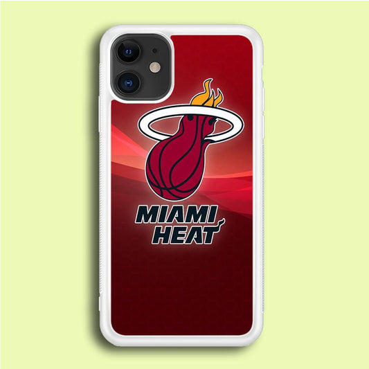 NBA Miami Heat Basketball 001 iPhone 12 Mini Case-Rubber / White (2D Case)-Xtracase