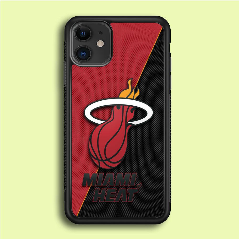NBA Miami Heat Basketball 002 iPhone 12 Mini Case-Rubber / Black (2D Case)-Xtracase