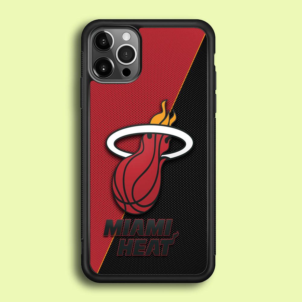 NBA Miami Heat Basketball 002 iPhone 12 Pro Case-Rubber / Black (2D Case)-Xtracase