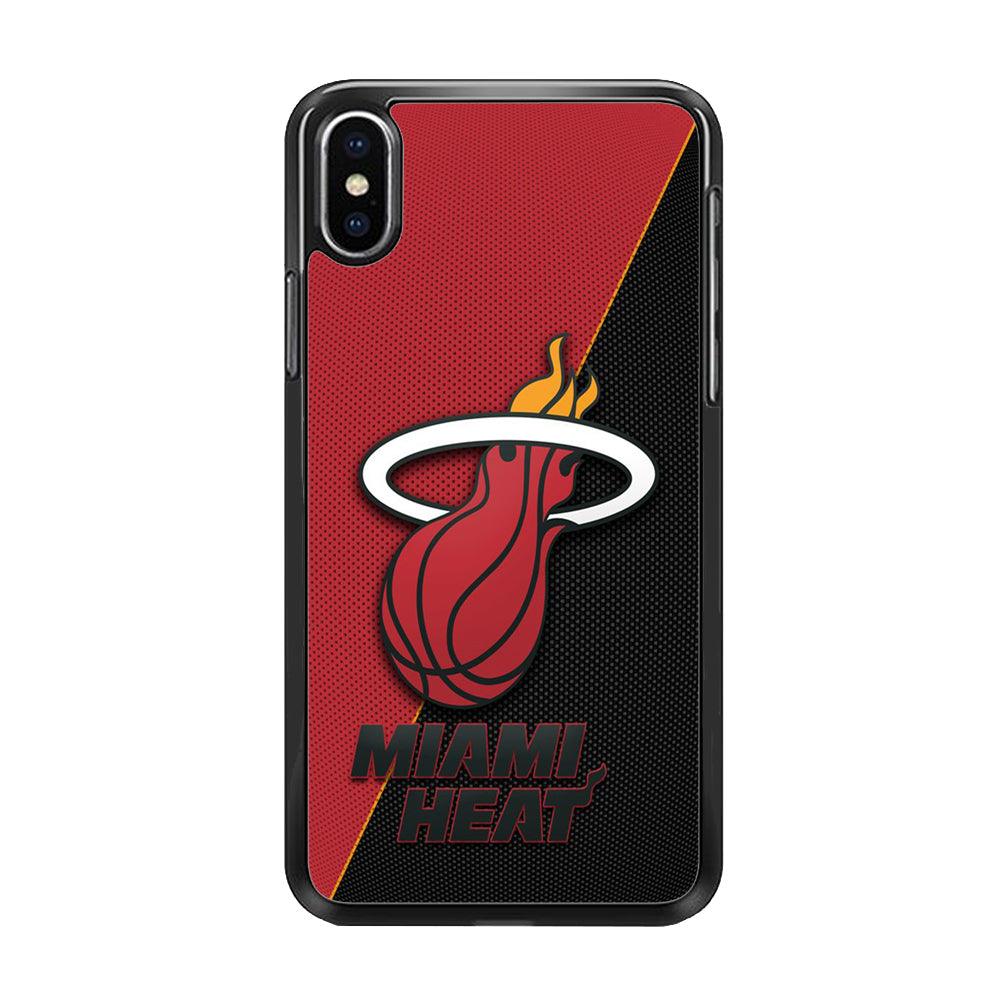 NBA Miami Heat Basketball 002 iPhone Xs Case-Rubber / Black (2D Case)-Xtracase