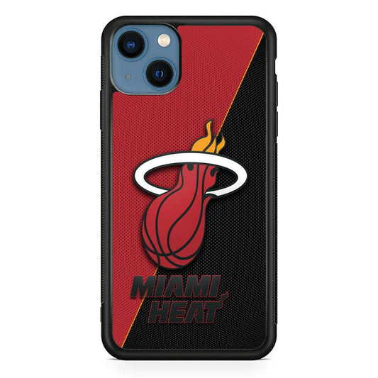 NBA Miami Heat Basketball 002 iPhone 13 Mini Case-Rubber / Black (2D Case)-Xtracase
