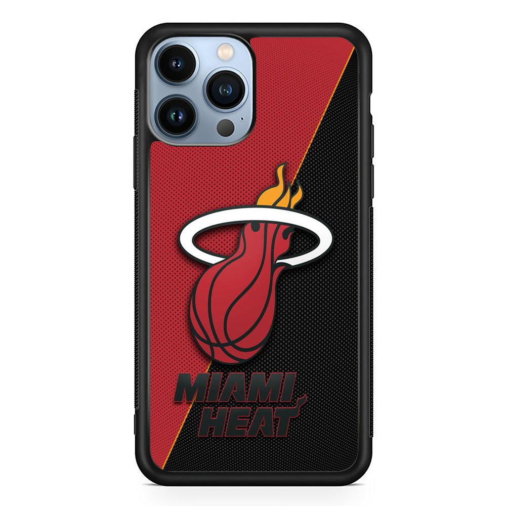 NBA Miami Heat Basketball 002 iPhone 13 Pro Max Case-Rubber / Black (2D Case)-Xtracase
