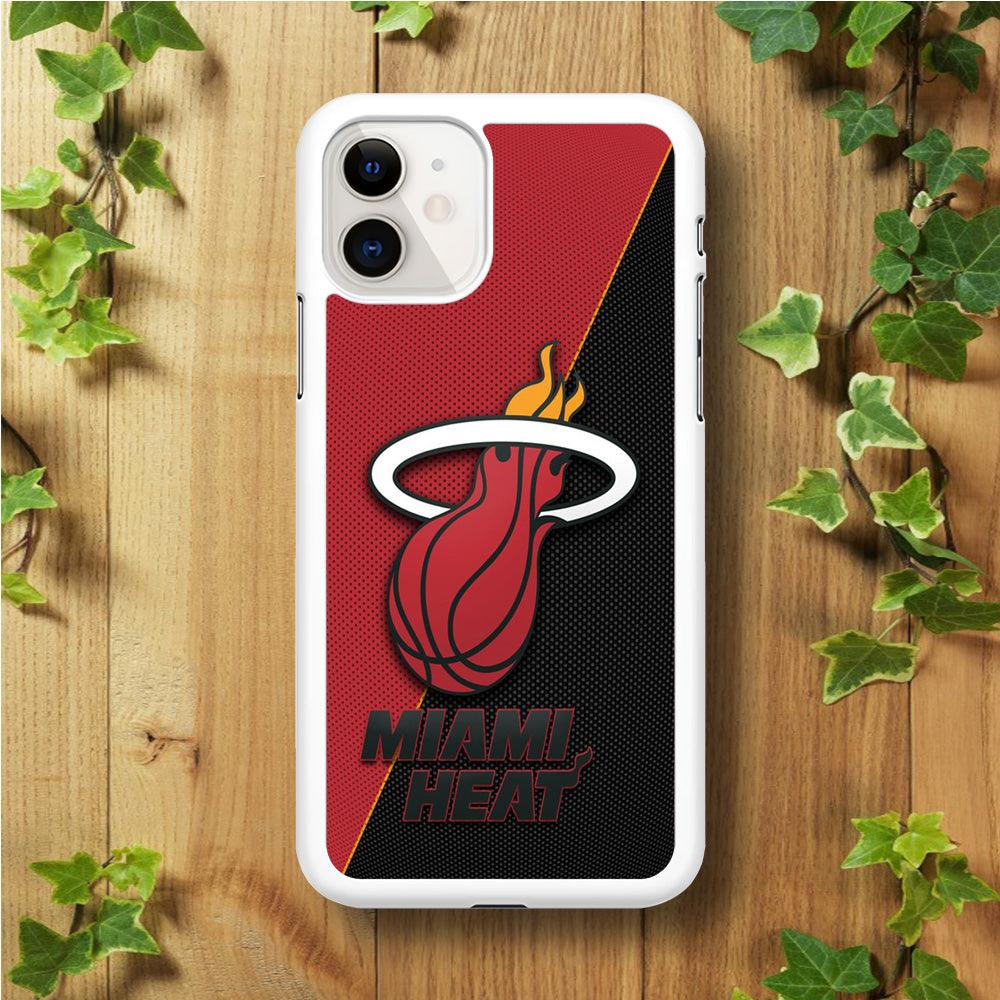 NBA Miami Heat Basketball 002 iPhone 11 Case-Rubber / White (2D Case)-Xtracase