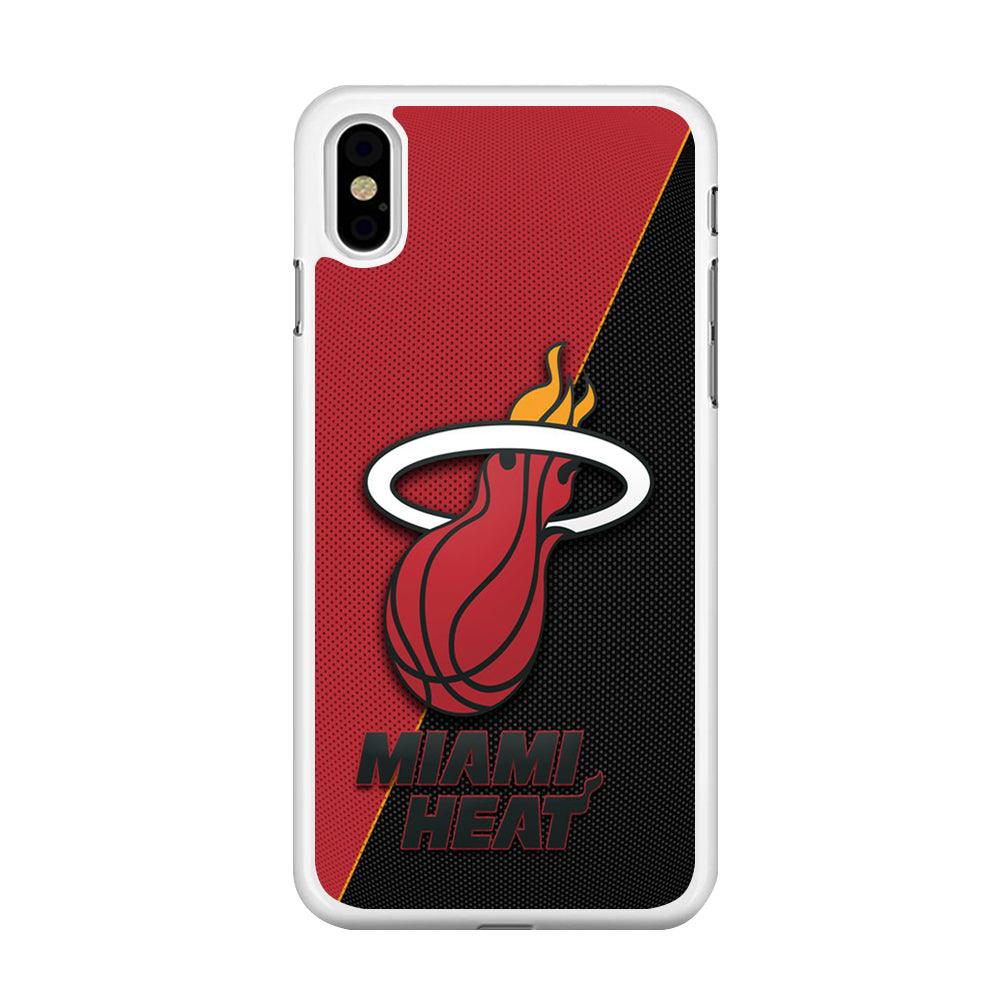 NBA Miami Heat Basketball 002 iPhone Xs Case-Rubber / White (2D Case)-Xtracase