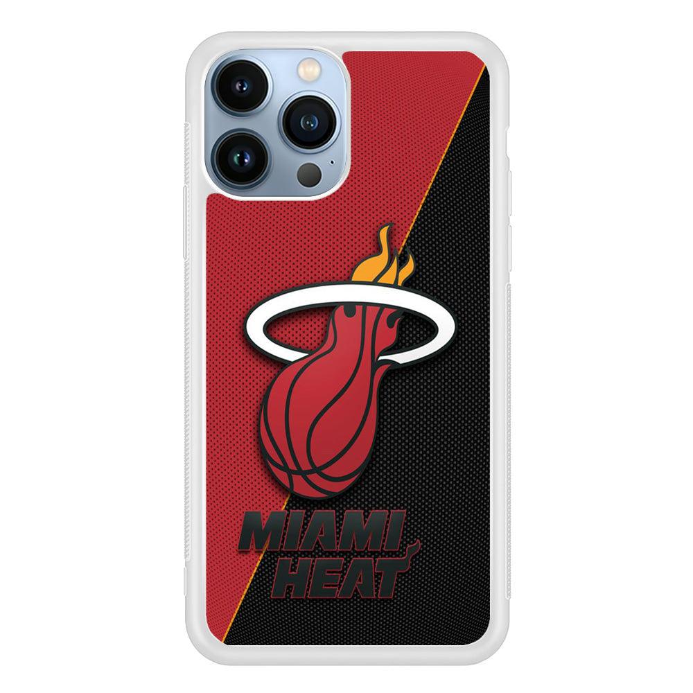 NBA Miami Heat Basketball 002 iPhone 13 Pro Case-Rubber / White (2D Case)-Xtracase