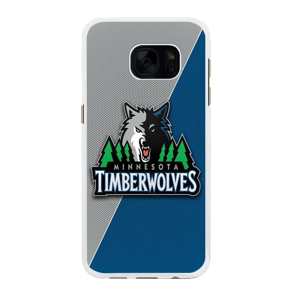 NBA Minnesota Timberwolves Basketball 001 Samsung Galaxy S7 Edge Case-Rubber / White (2D Case)-Xtracase