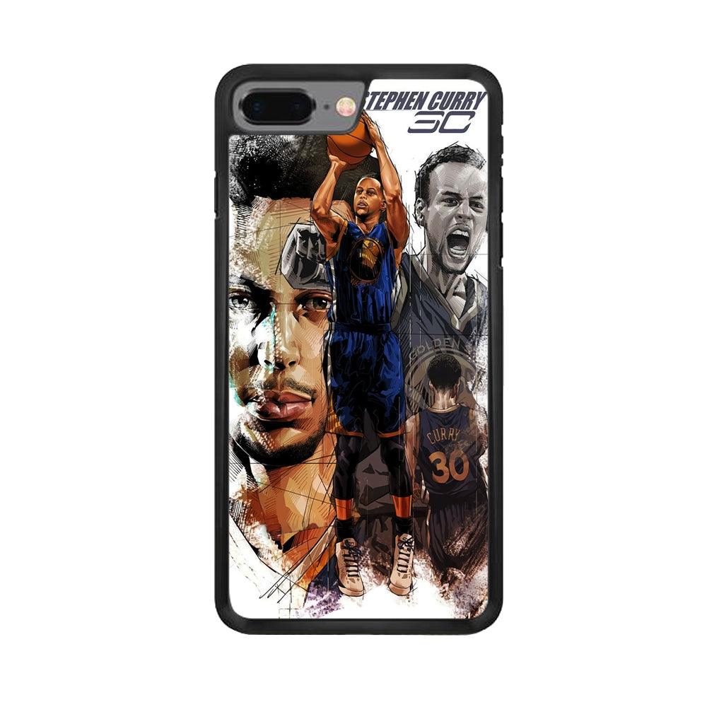 NBA Stephen Curry iPhone 8 Plus Case-Rubber / Black (2D Case)-Xtracase
