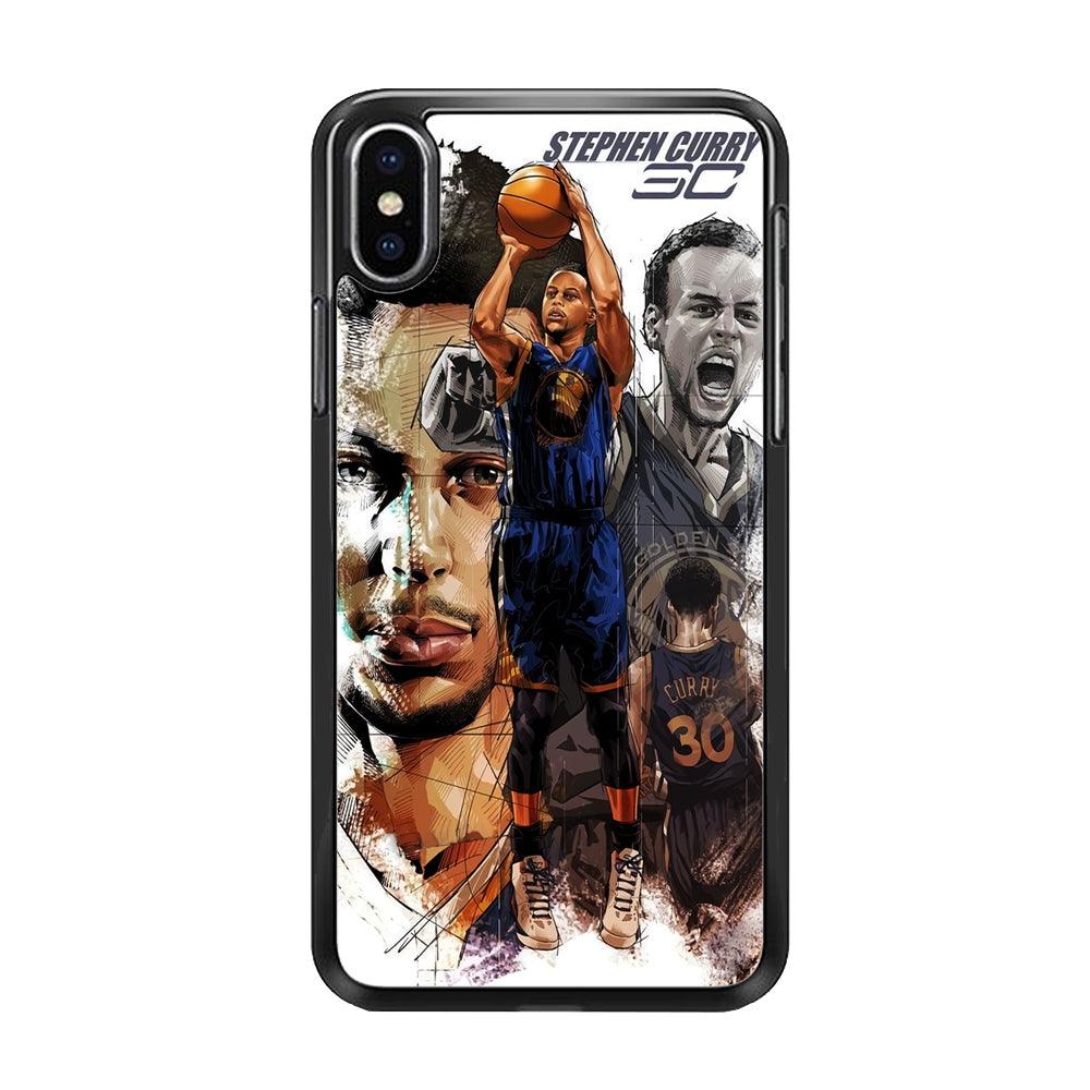 NBA Stephen Curry iPhone Xs Max Case-Rubber / Black (2D Case)-Xtracase