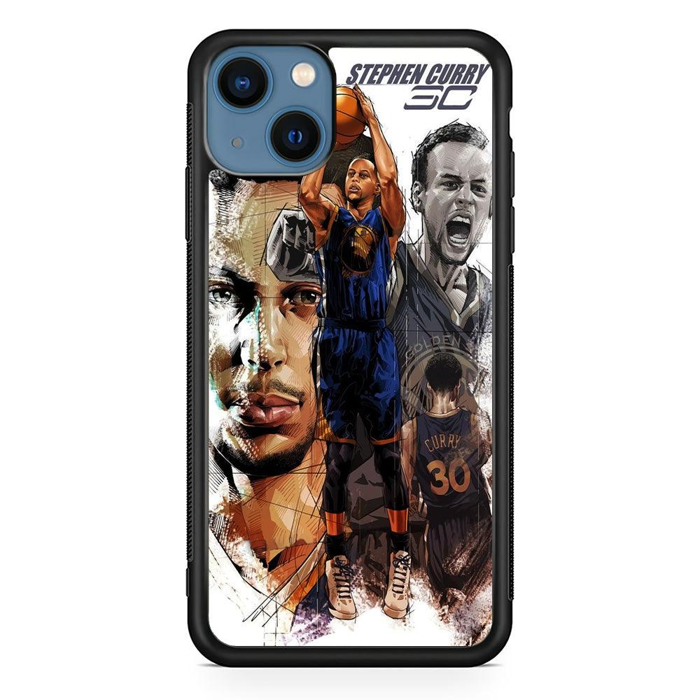 NBA Stephen Curry iPhone 13 Mini Case-Rubber / Black (2D Case)-Xtracase
