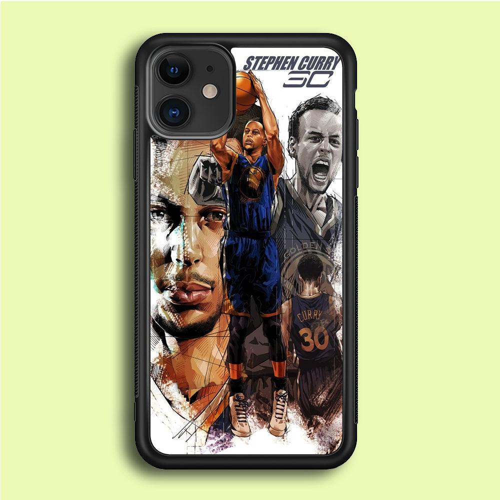NBA Stephen Curry iPhone 12 Mini Case-Rubber / Black (2D Case)-Xtracase