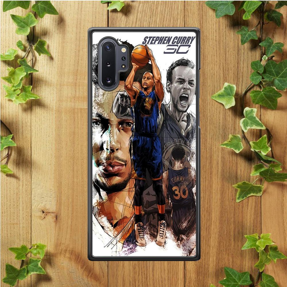 NBA Stephen Curry Samsung Galaxy Note 10 Plus Case-Rubber / Black (2D Case)-Xtracase