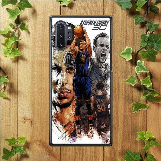 NBA Stephen Curry Samsung Galaxy Note 10 Plus Case-Rubber / Black (2D Case)-Xtracase