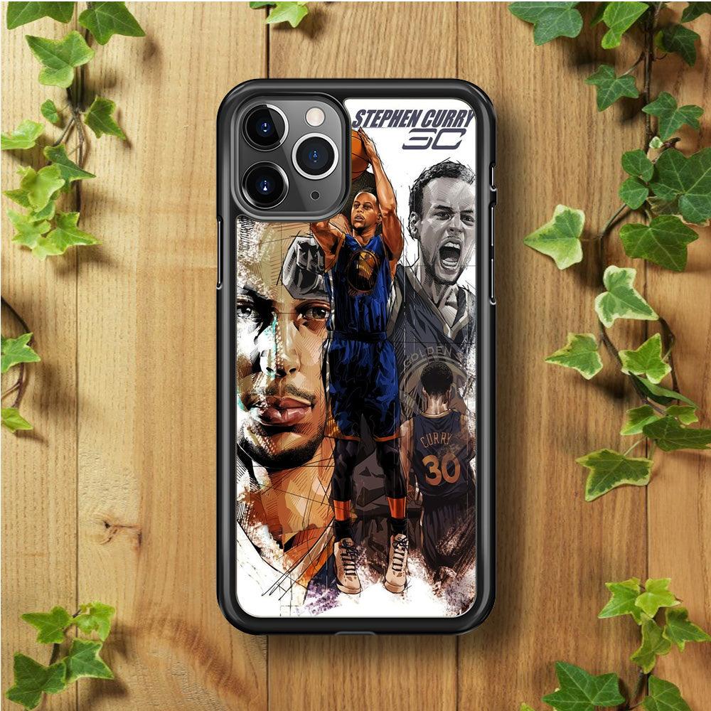 NBA Stephen Curry iPhone 11 Pro Max Case-Rubber / Black (2D Case)-Xtracase