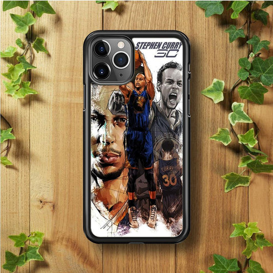 NBA Stephen Curry iPhone 11 Pro Max Case-Rubber / Black (2D Case)-Xtracase