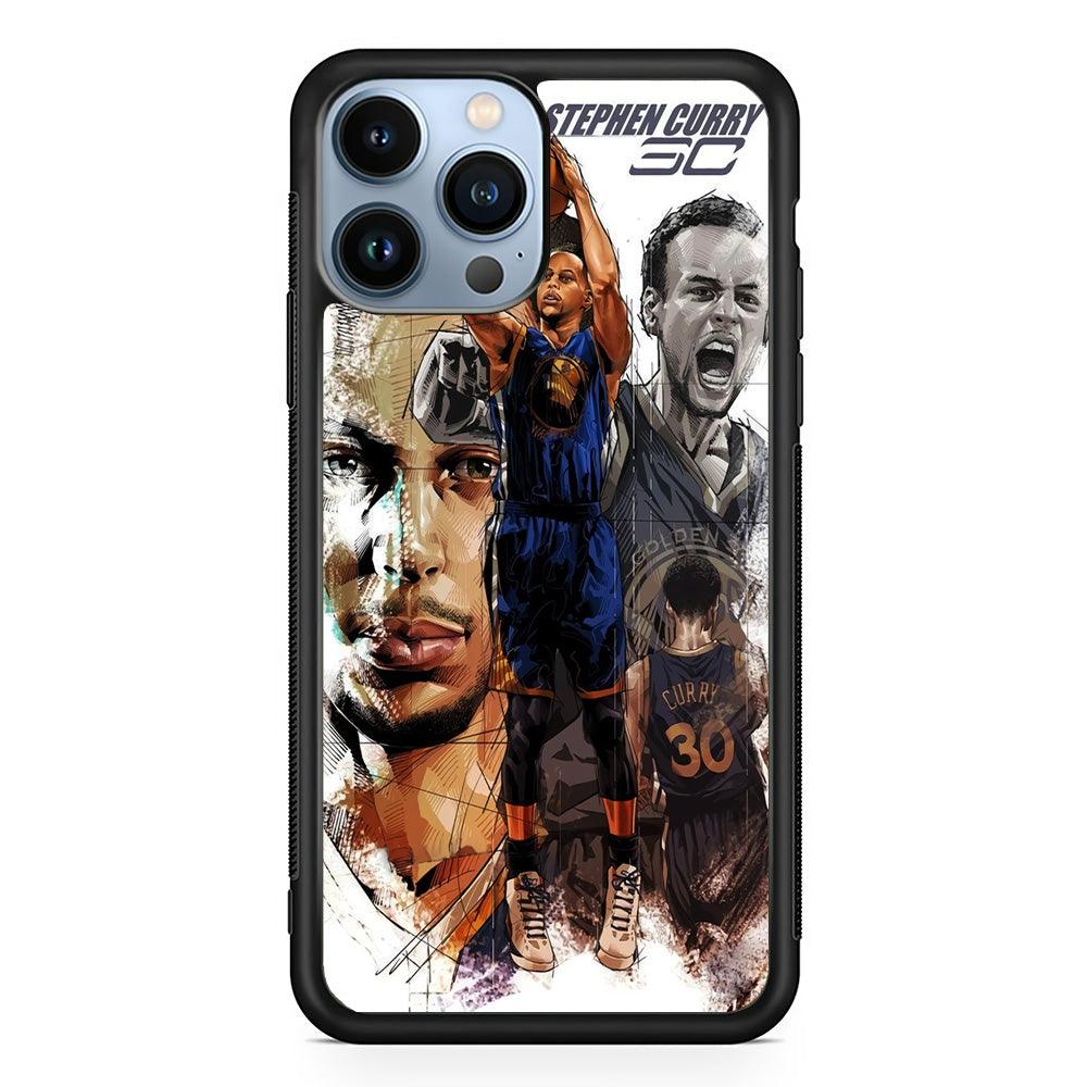 NBA Stephen Curry iPhone 13 Pro Case-Rubber / Black (2D Case)-Xtracase