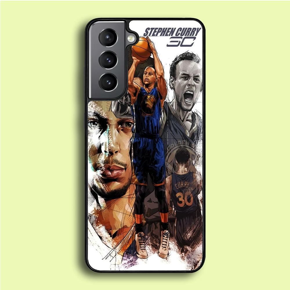 NBA Stephen Curry Samsung Galaxy S21 Plus Case-Rubber / Black (2D Case)-Xtracase