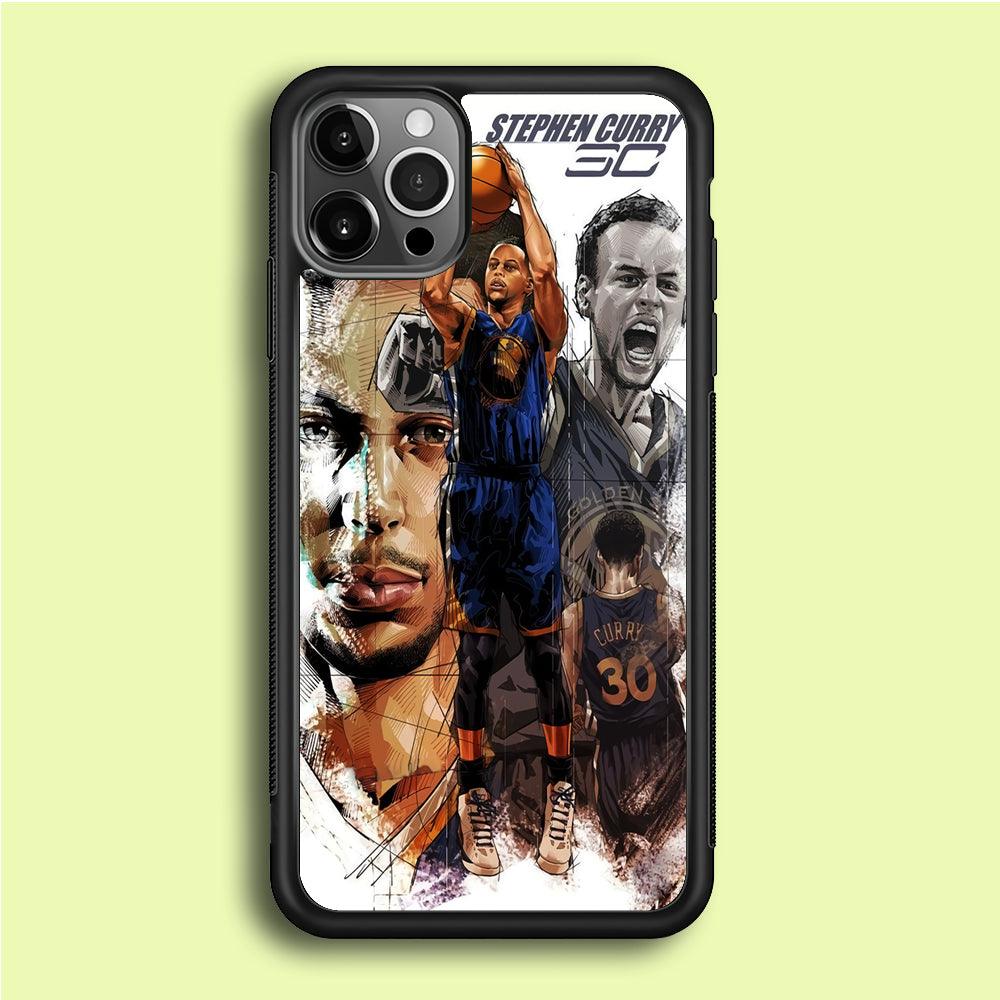 NBA Stephen Curry iPhone 12 Pro Case-Rubber / Black (2D Case)-Xtracase