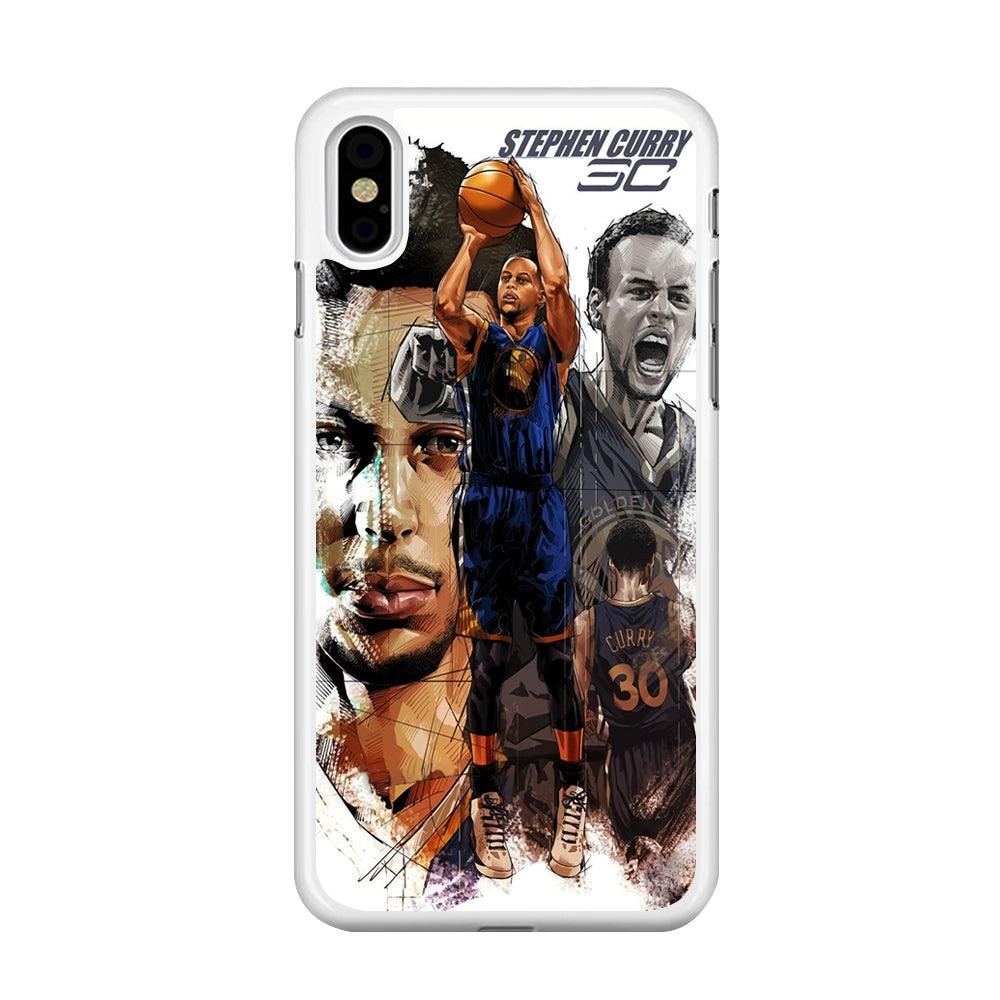 NBA Stephen Curry iPhone Xs Case-Rubber / White (2D Case)-Xtracase